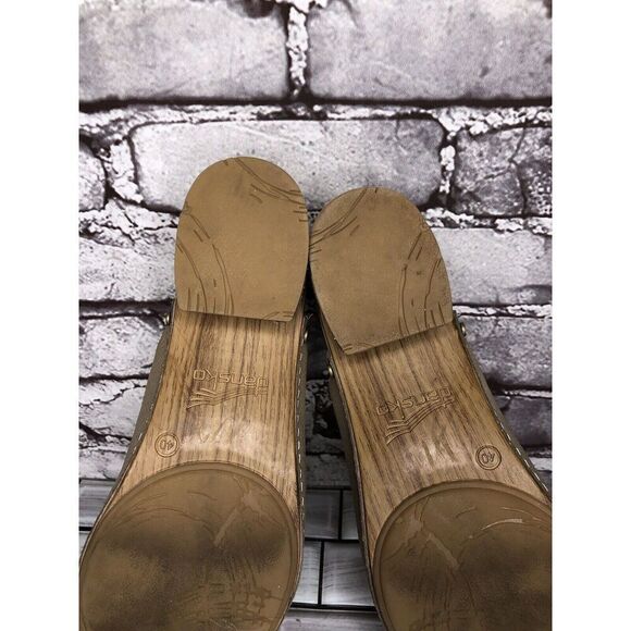 Dansko Maci Taupe Textured Beige Tan Leather Heel Sandals Women Sz 40EU/9.5M US - Picture 14 of 16